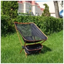 Сверхлегкий портативный складной стул кресло шезлонг для путешествий, кемпинга, туризма, пикника, рыбалки, нагрузка до 120 кг, оранжевый